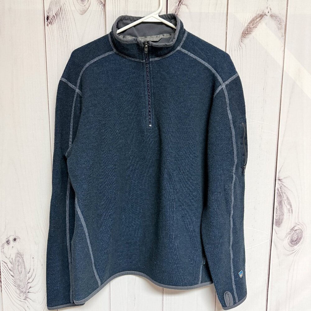 KÜHL‎ Men’s 1/4 Zip Chianti Fleece Large Blue Heather EUC